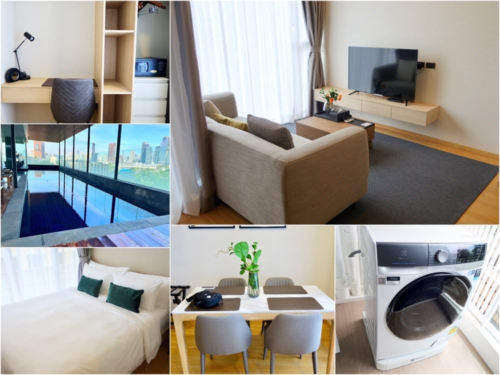 曼谷飯店推薦｜Siamese Exclusive 42 公寓式飯店，近BTS兩房一廳，有廚房、客廳、餐桌、洗衣機、小陽台，方便舒適像家一樣！
