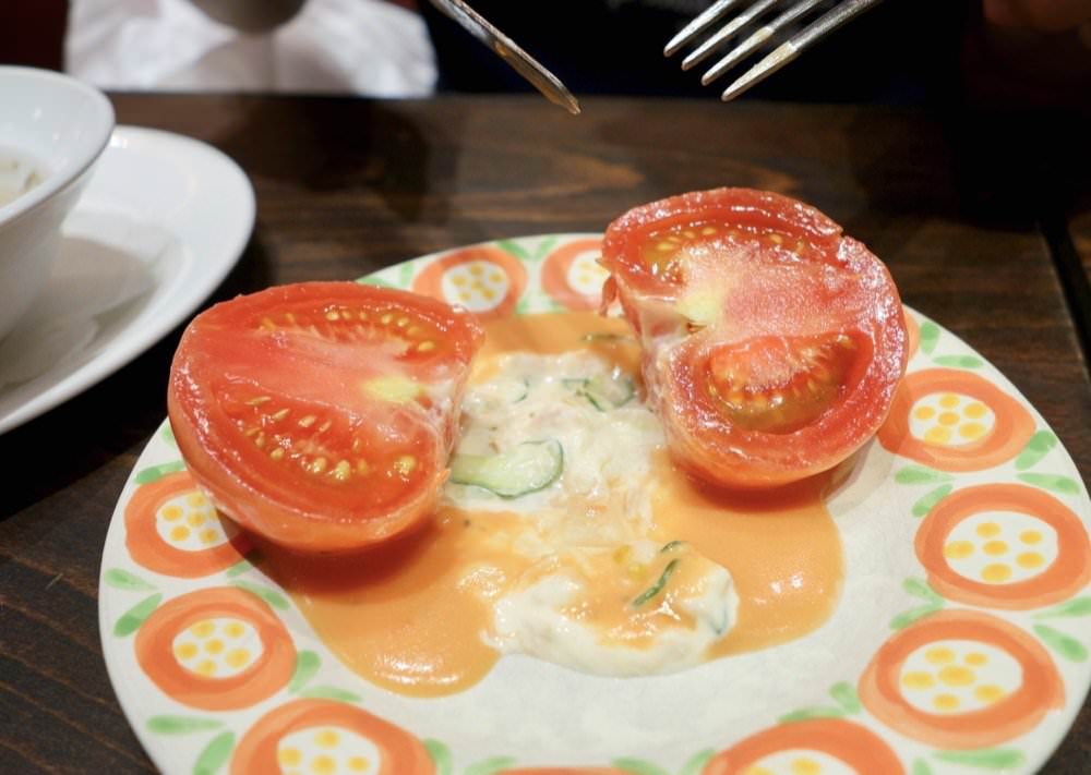 18 日本京都必吃美食 百年老店東洋亭 漢堡排、炸蝦、沙拉番茄、草莓蛋糕、百年布丁